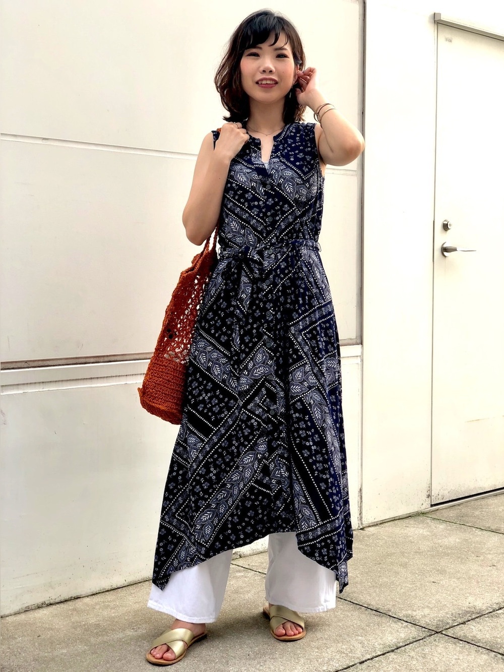 Gap Women Blue and White Asymmetrical Wrap Maxi Sundress Size Medium